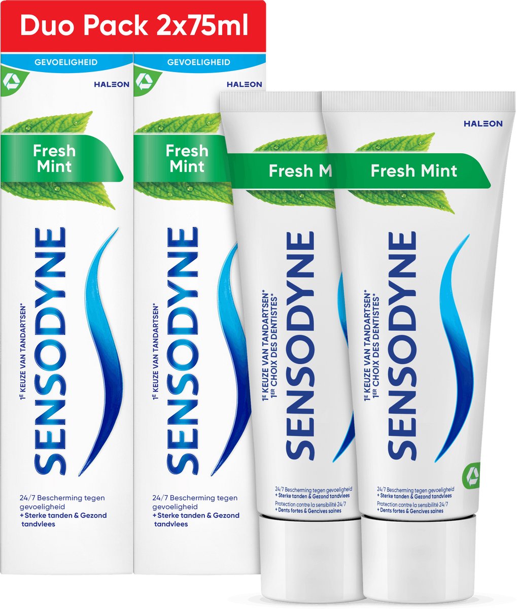 Bol.com Sensodyne Fresh Mint – Tandpasta – Gevoelige tanden – Duo Pack – 2 x 75 ml aanbieding