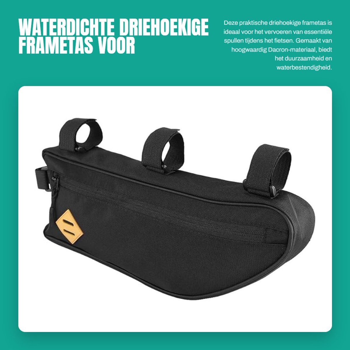 Dailygoods- Frametas Waterdicht - Driehoekige Fietstas - Dacron - Compatibel met de meeste fietsen - Eenvoudig te installeren - Ruime capaciteit voor persoonlijke spullen