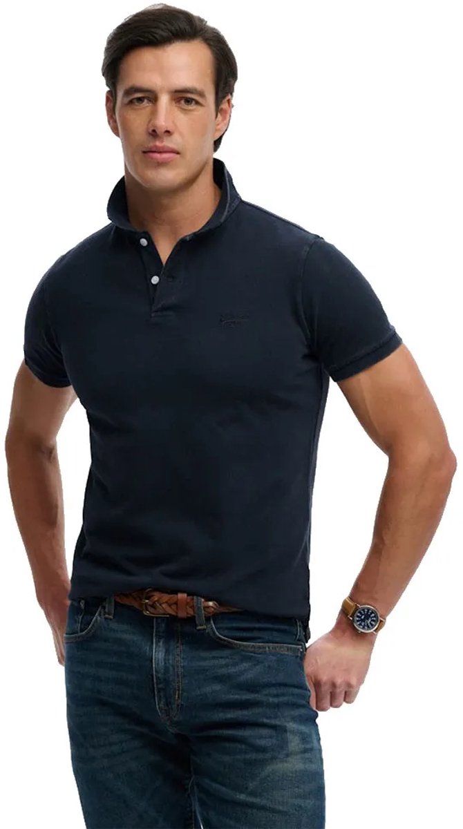 Superdry Vint Destroy Korte Mouw Poloshirt M Man Marineblauw