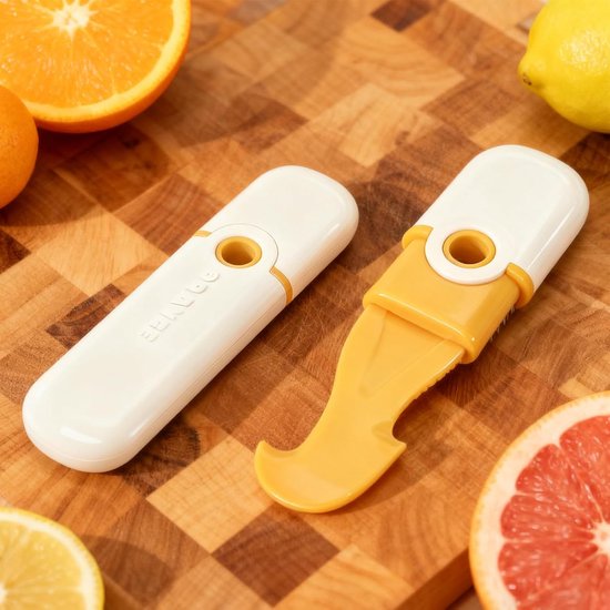 Sinaasappelschiller - Fruit opener - Citrus schillen - Antislip handvat - 11.7 cm - Wit oranje — afbeelding 2