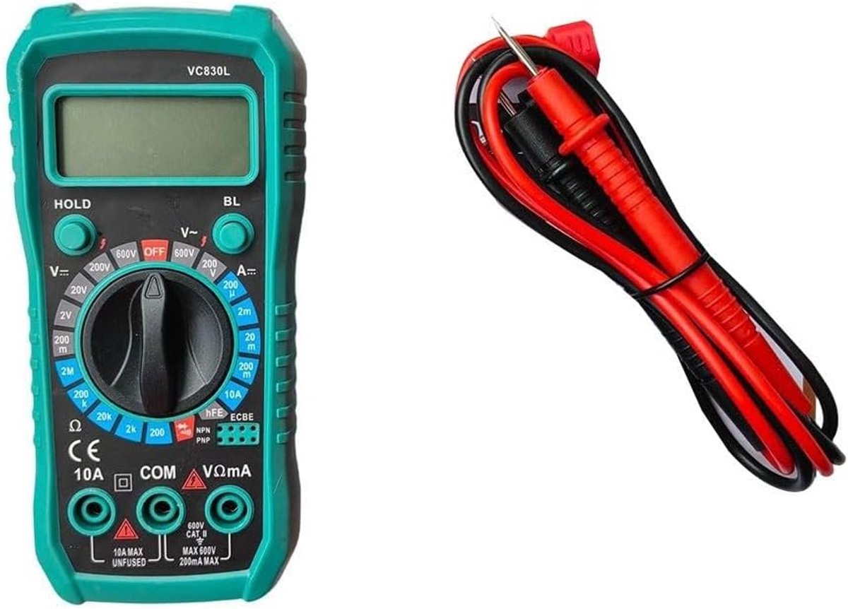 Digitale Multimeter - Meetinstrument Tester - Elektrische Metingen - Automatische Bereikselectie - 600V - Zwart