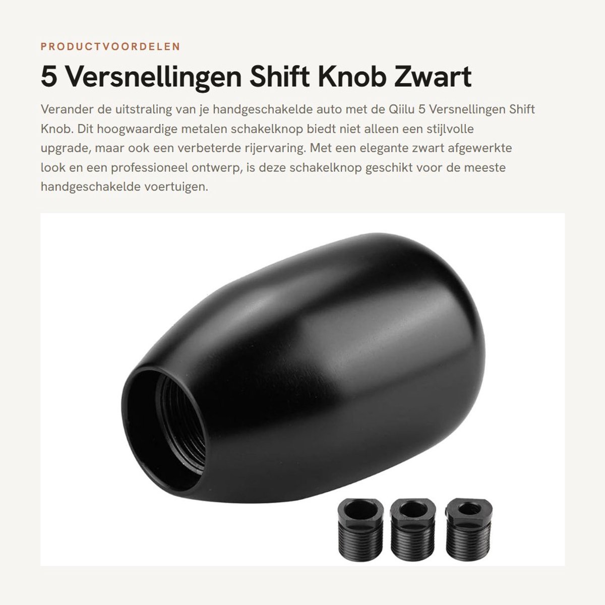 Dailygoods - 5 Versnellingen Shift Knob - Zwart Metaal Voor Handgeschakelde Voertuigen