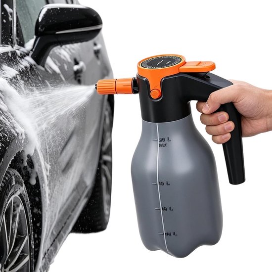 Elektrische Schuimsproeier - Oplaadbare Sproeier - Auto Wassen - Geoptimaliseerde Schuimproductie - 2 Liter Capaciteit - Grijs Oranje — afbeelding 5