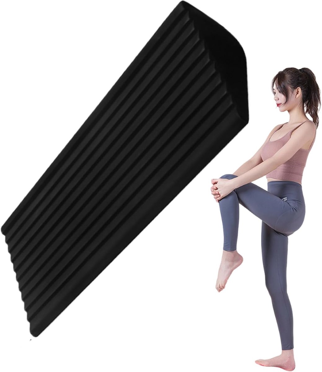 Schuine Plank - Kuitstretcher Oefening - Balans Training - Verbeterde Flexibiliteit - 40.5x13.5 cm - Zwart