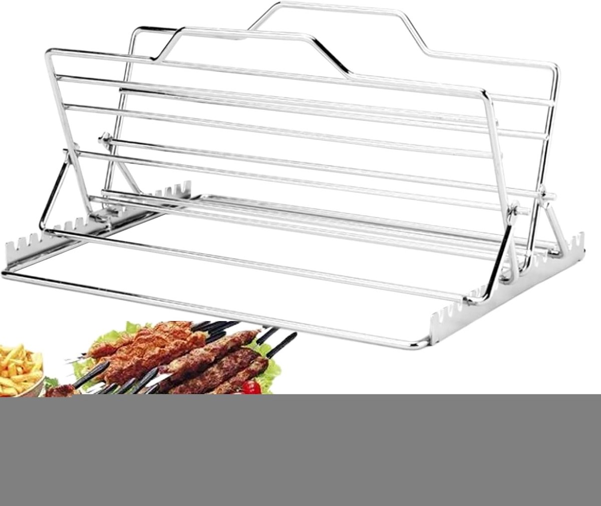 Braadrek RVS Kip Grill Oven en Grillen Inklapbaar Ontwerp 27.8 x 26.2 cm Zilver
