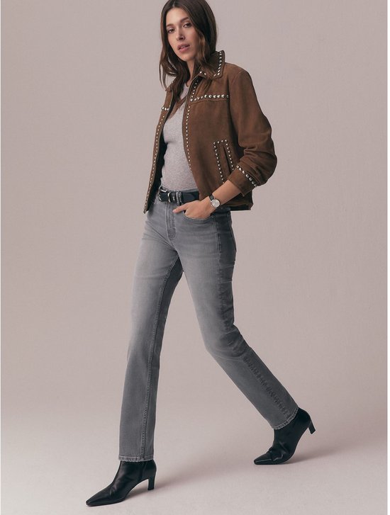 Next - Dames - Nette stretchjeans met halfhoge taille, petite - Petite - Grijs