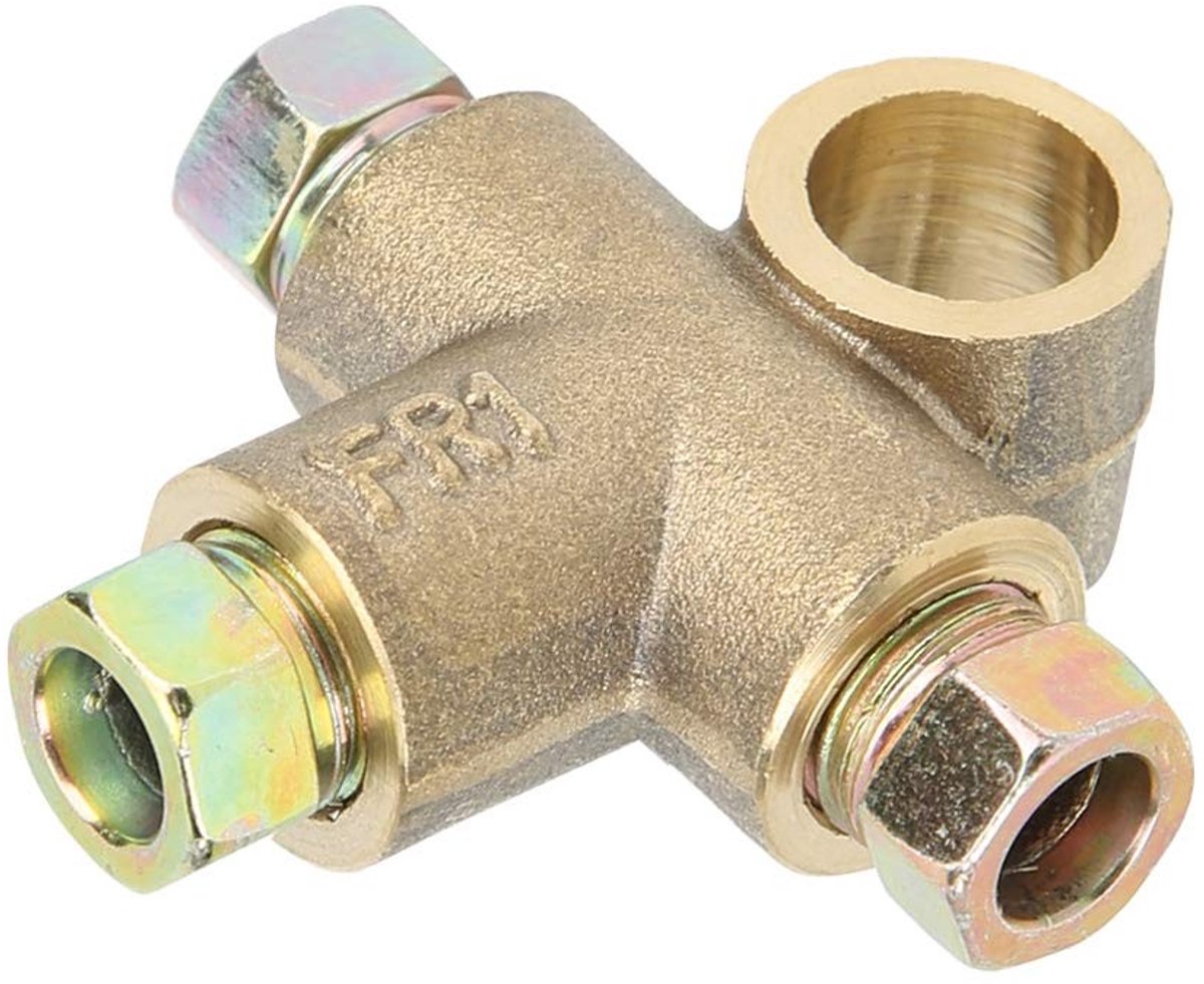 Dailygoods- T-stuk 10mm - 3 Manier - Lijn Connector - Mannelijke Moeren - Korte Unies - Geschikt voor Wasmachine/Droger Afvoer