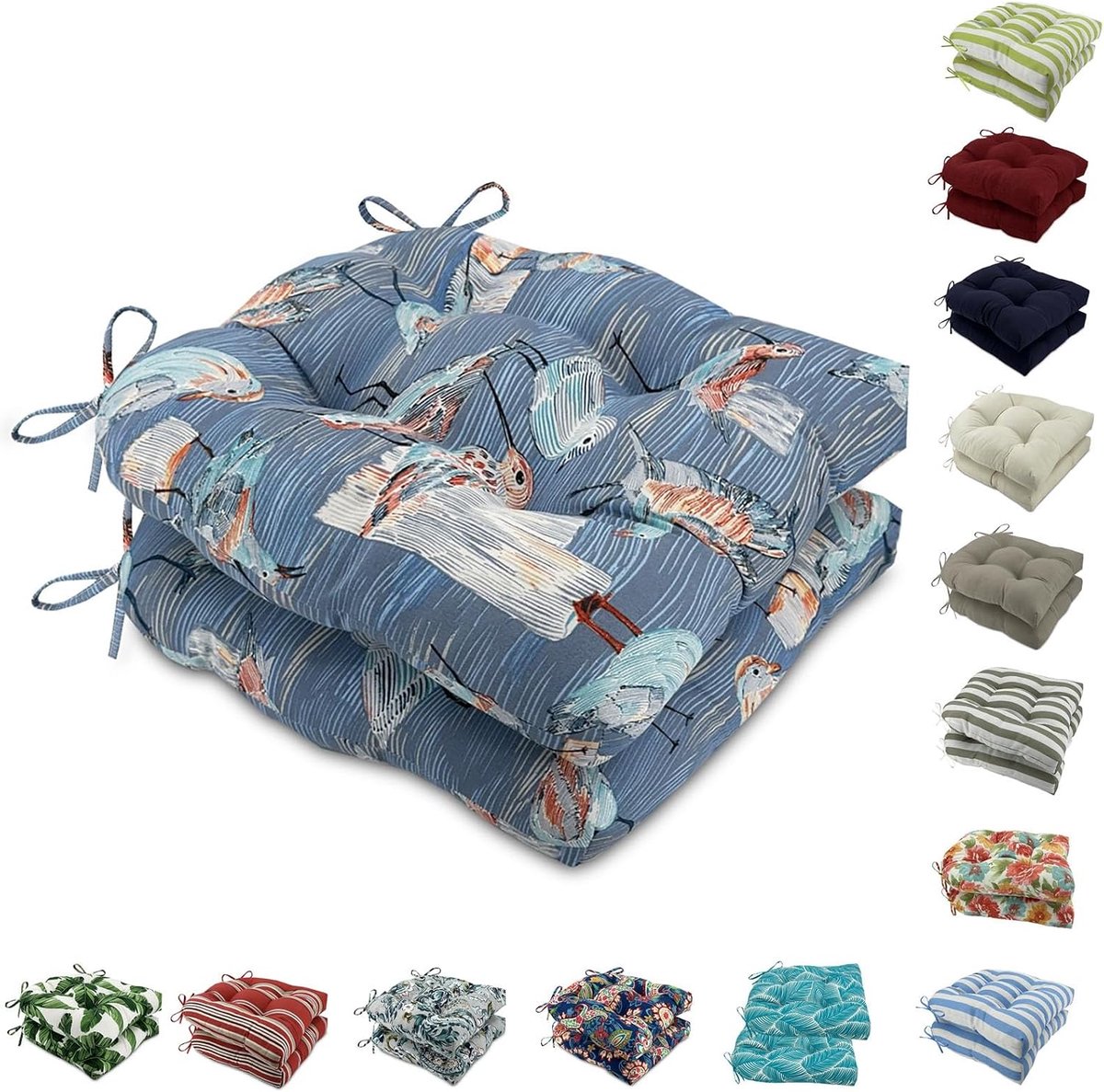 Tuinstoelkussens Set - U-vormige Zitkussens - Buiten Zitten - Waterafstotend Polyester - 2 stuks - Patroon 1