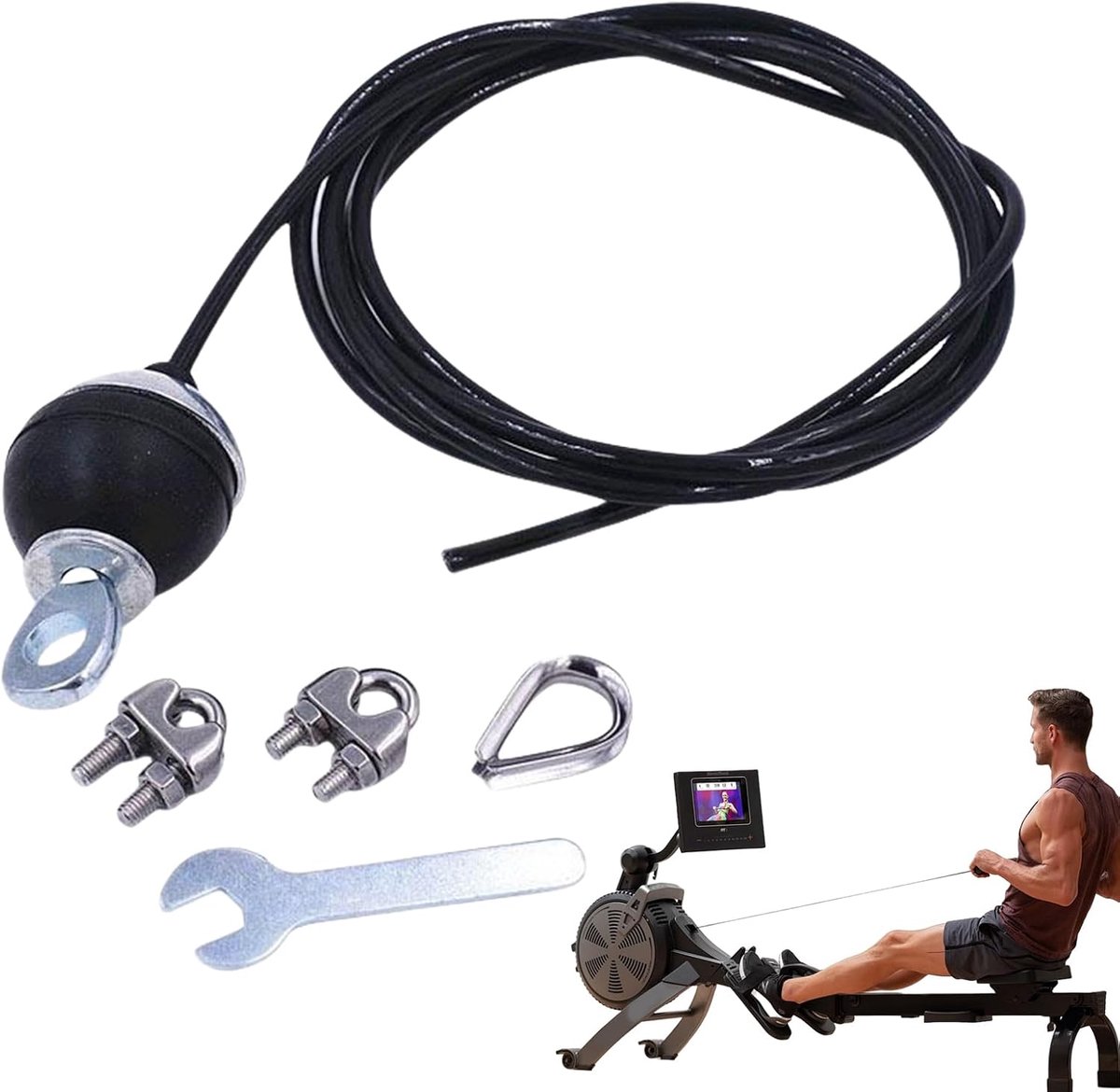 Vervangende Fitness Kabel - Katrol Touw - Krachttraining Thuis - Hoge Belastbaarheid - 3 Meter - Zwart