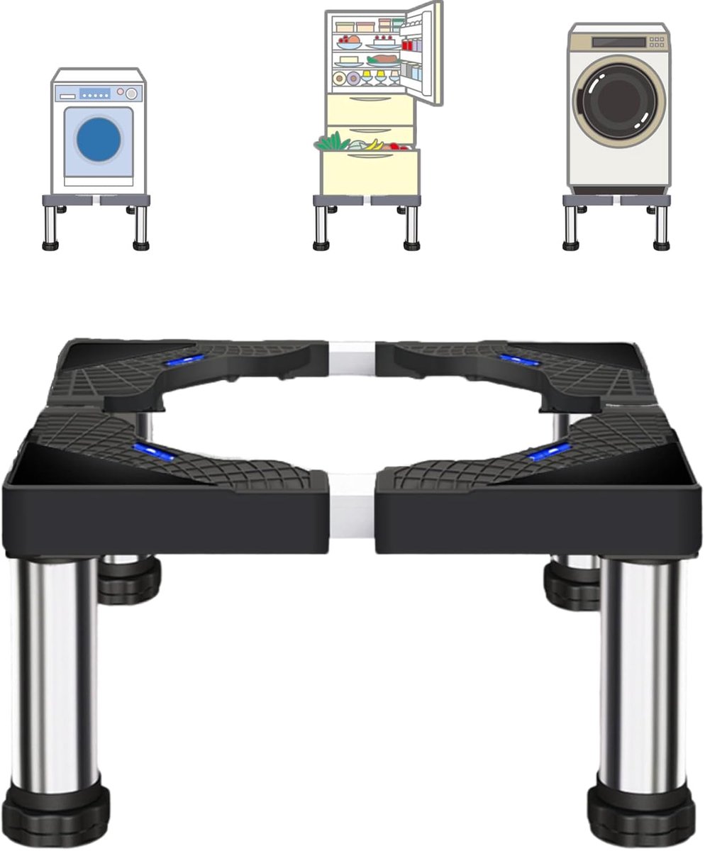 Wasmachine Onderstel - Podest Droger Koelkast - Apparaten Verplaatsen - Verstelbare Breedte Hoogte - 40-60cm 19-22cm - Zwart