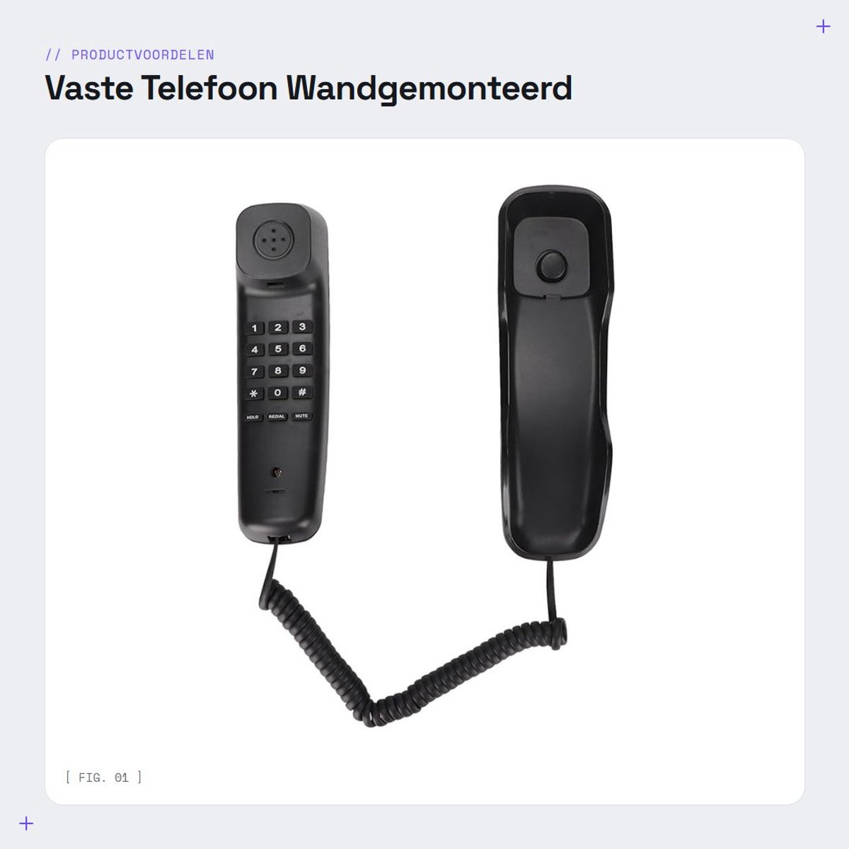 Dailygoods- Wandtelefoon Wandgemonteerd - Telefoon met Snoer - Antislip Bevestiging - Multifunctioneel - Telefoonbasis - ABS Materiaal - Vaste Telefoon