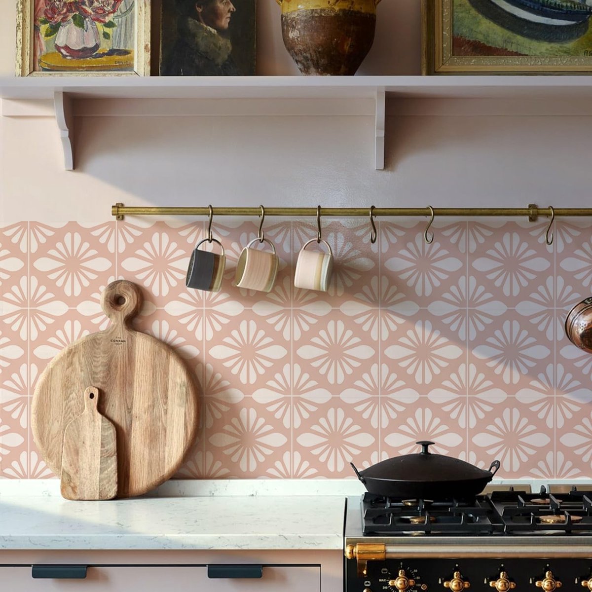 Dailygoods- Tegelsticker Roze - Zelfklevende Tegelstickers - Set van 10 - Badkamer/Keuken - Makkelijk aan te brengen - Vinyl - Wanddecoratie