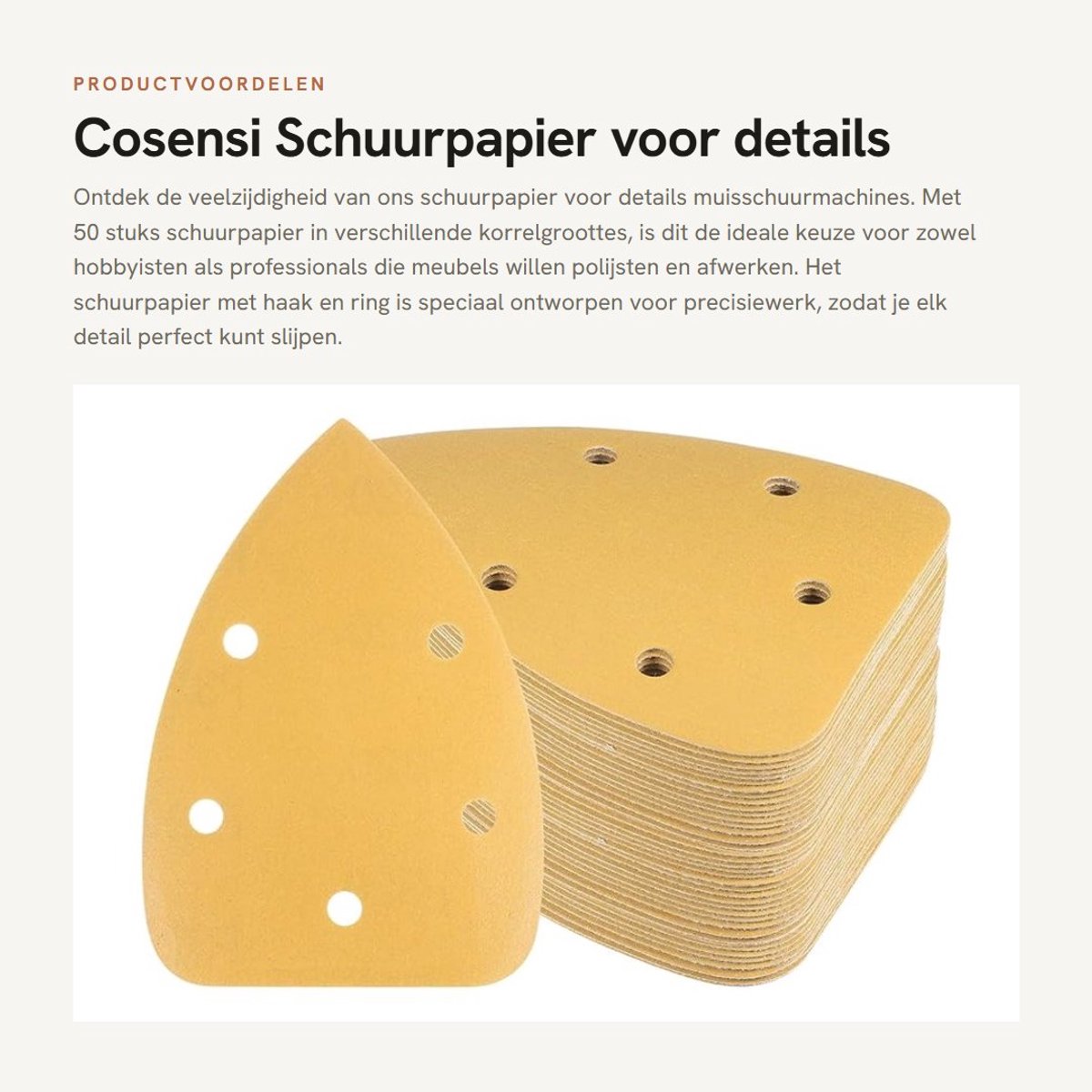 Dailygoods- Schuurpapier Set 50 Stuks - Schuurpapier Driehoek 320 Korrel - Schuurpapier 125mm - Schuurpapier Fijn - Aluminiumoxide - Antistatisch - Schuurvellen