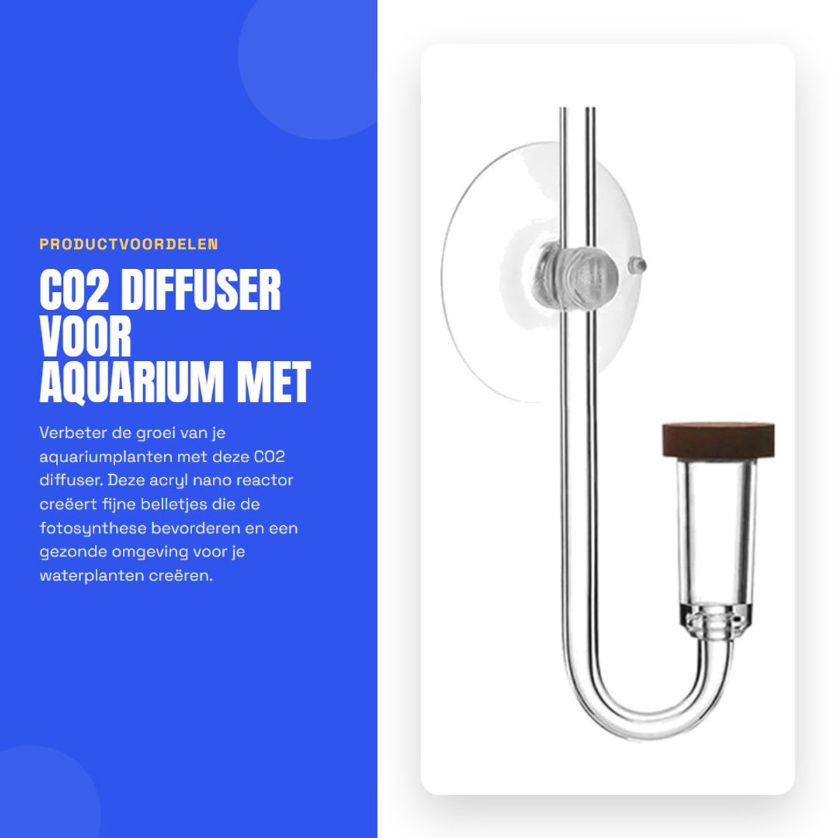 Dailygoods- CO2 Diffuser Acryl - Nano Reactor - Zuignap - Aquarium - Geplant - Bubbler