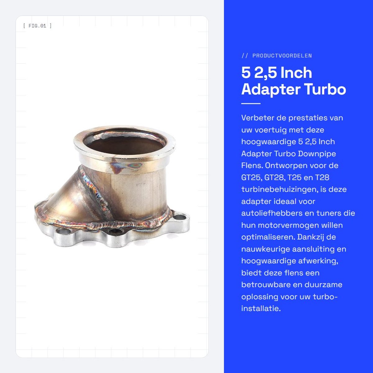 Dailygoods - 5 2,5 Inch Adapter Turbo Downpipe Flens - Perfecte vervanging - Geschikt voor GT25 GT28 T25 T28 - Nauwkeurige aansluiting - Verhoogt moto...