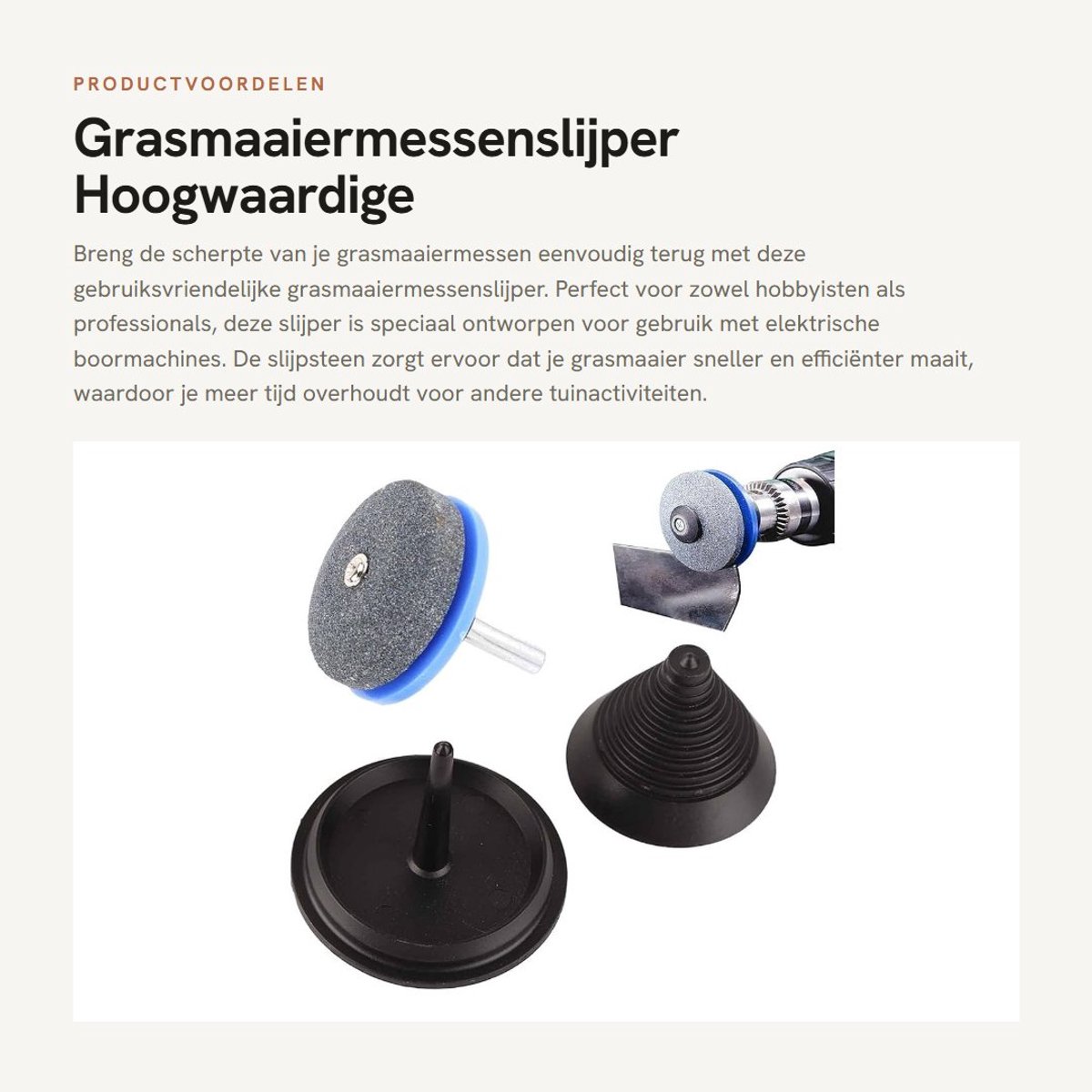 Dailygoods - Grasmaaiermessenslijper - Hoogwaardige Slijpsteen - Voor Boormachines - Grassnijgereedschap - Scherpte Herstellen - Voor Grasmaaiermessen