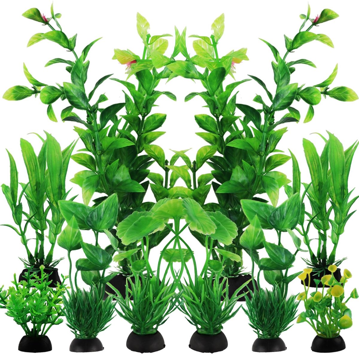 Dailygoods- Aquariumdecoratie Set van 10 Stuks - Kunstplanten - Groene Decoratie - Kunstmatige Planten - Onderwater Planten - Weinig Onderhoud - Aquariumplanten