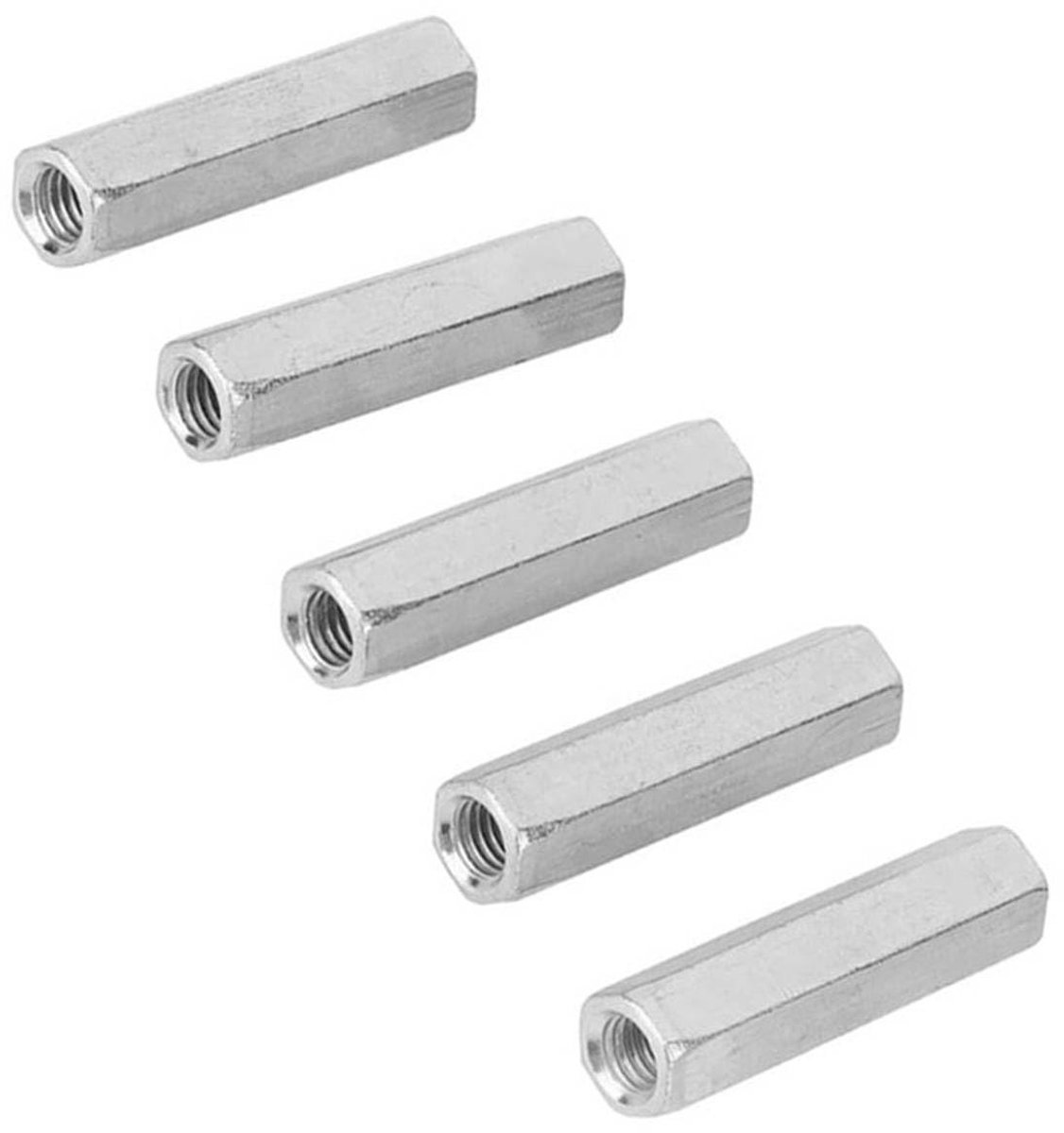 Dailygoods- Zeskantige Moeren 5 Stuks - M8 x 50 Mm - Verzinkt Koolstofstaal - Corrosiebestendig - Duurzaam - Sterkte en Duurzaamheid - Bevestigingsmoeren