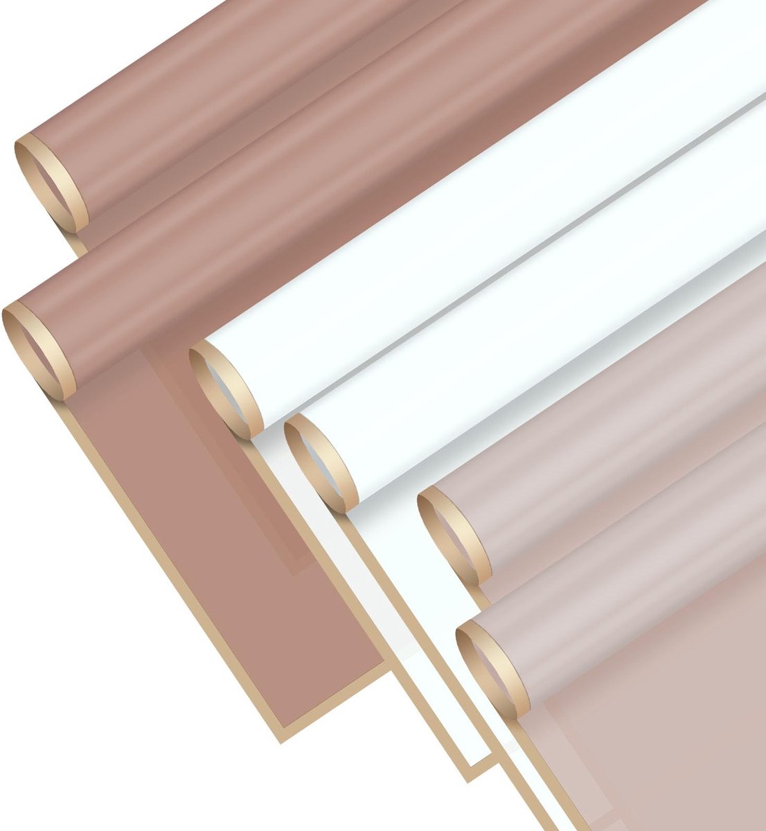 Dailygoods - 30 Vellen Bloemenboeket Inpakpapier - Gouden Rand Roze/Wit Bloemenpapier