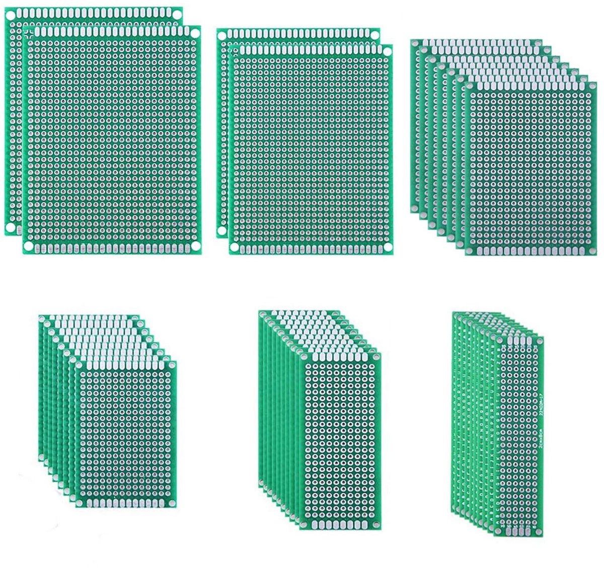 Dailygoods - Geperforeerde Rasterplaat - Dubbelzijdige Printplaten - Hoogwaardig FR4-Materiaal - 6 Maten - Voor Lassen en Elektronische Projecten