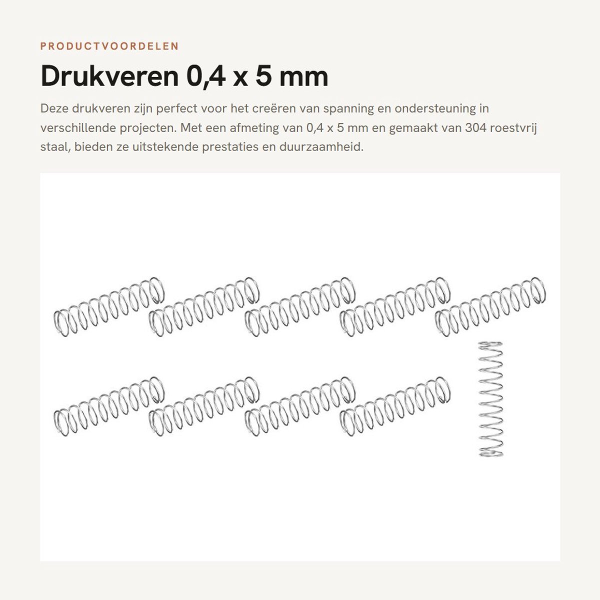 Dailygoods - Drukveren 0,4 x 5 mm 15 Stuks Roestvrij Staal