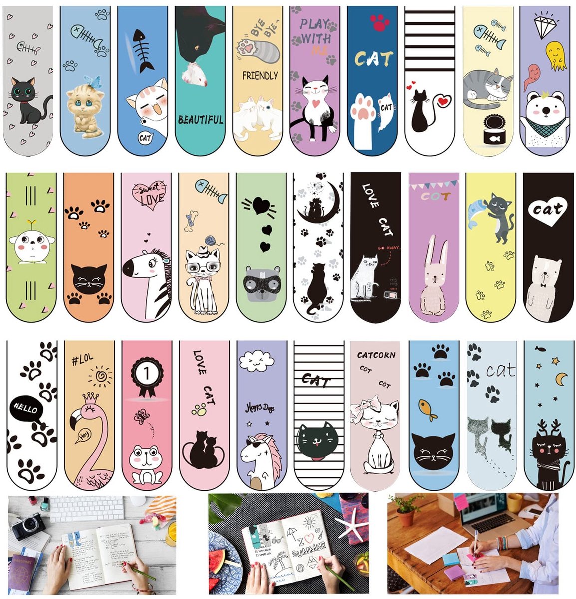 Dailygoods- Boekenleggers 30 Stuks - Magnetische Bladwijzers - Kleurrijk - Geometrische Patronen - Voor Kinderen/Studenten - Verbeterde Leeservaring