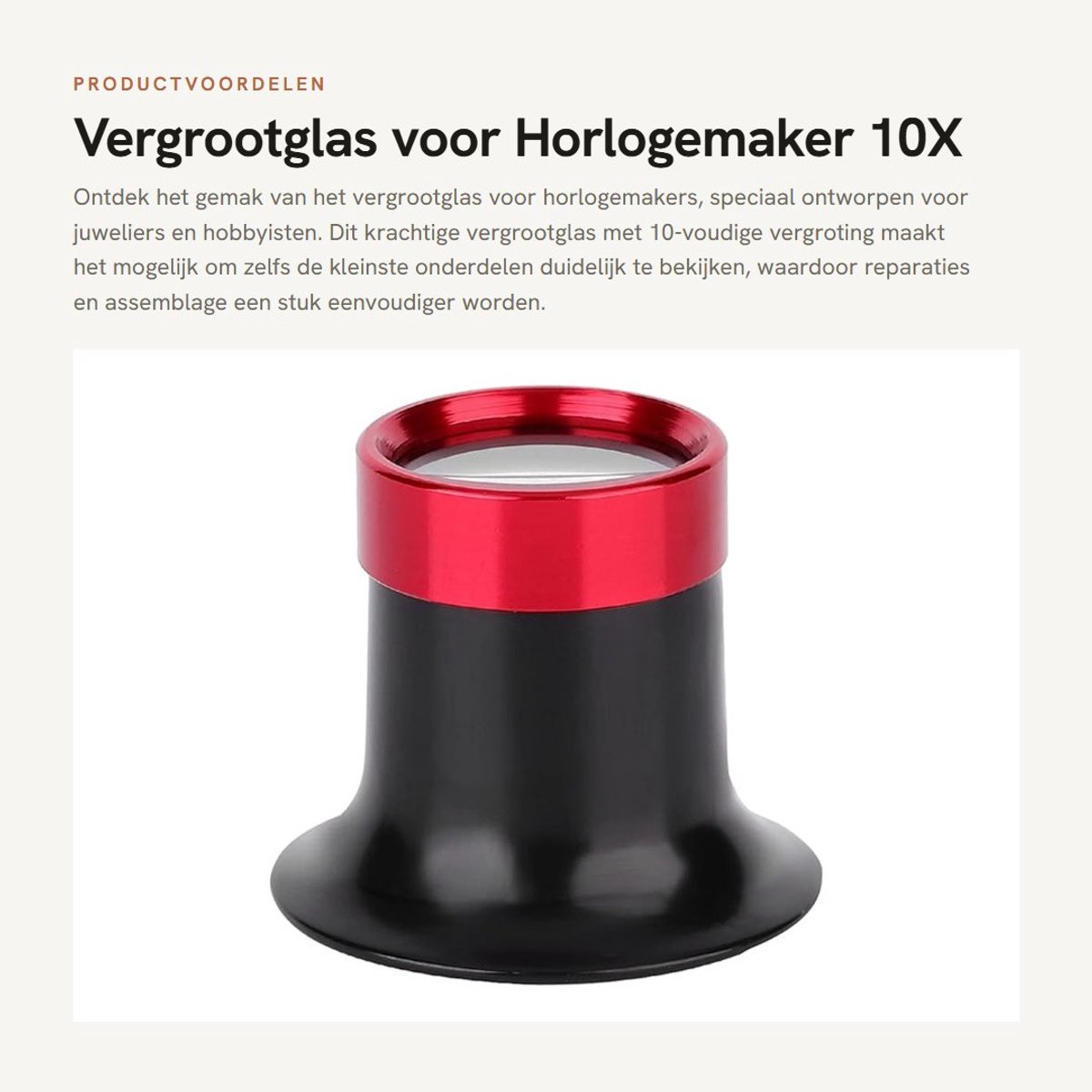 Dailygoods- Vergrootglas 10X - Aluminium - Lichtgewicht - Horlogemaker - Juwelier - Eenvoudig te bedienen - Loep