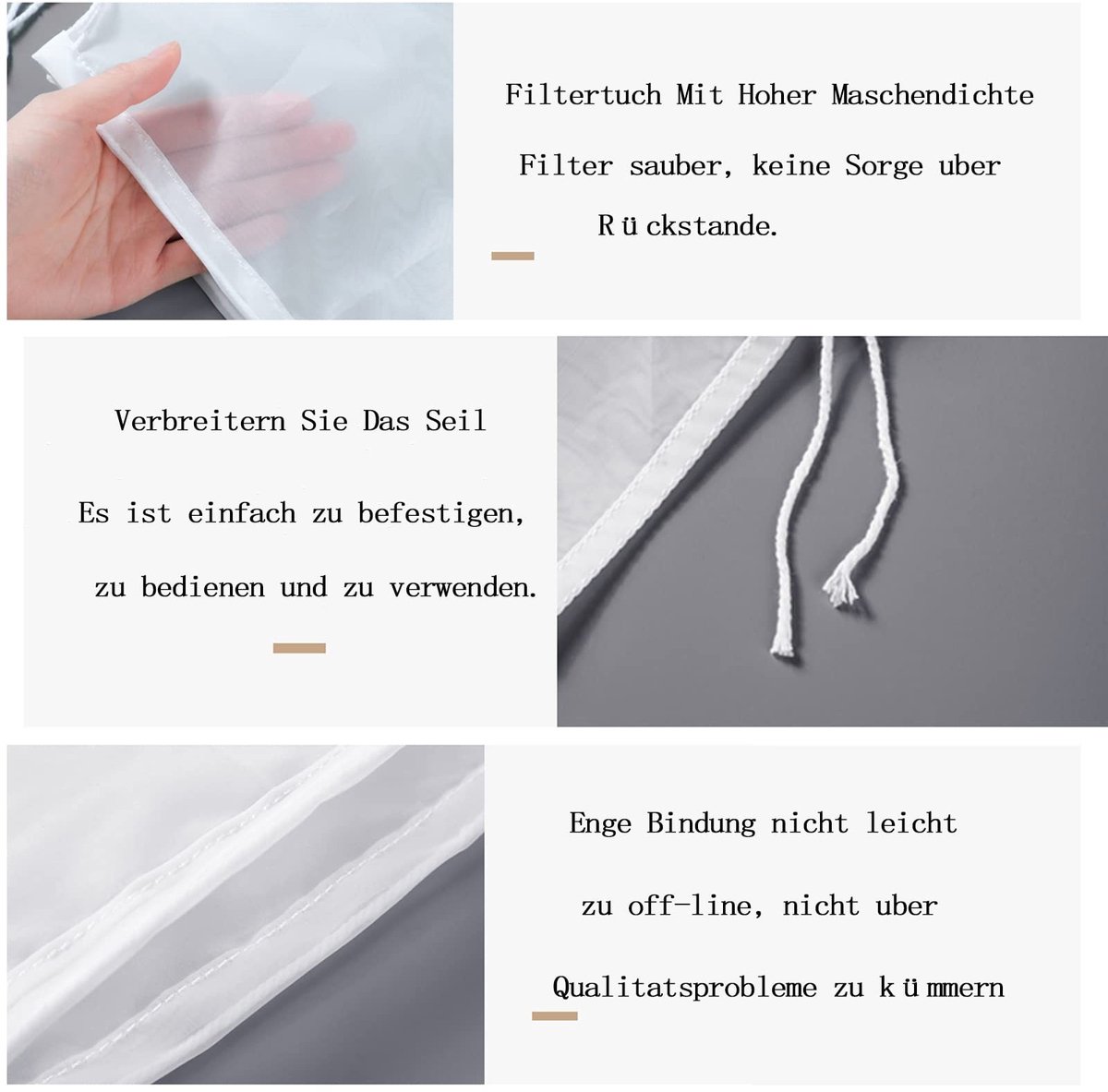 Dailygoods- Filterzak 100 micron - Herbruikbaar - Nylon - 45 x 60 cm - Voor thuisbrouwen - Versterkte naden - Goede zeefwerking - Zeefzak