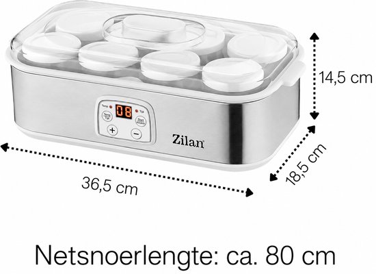 Zilan ZLN6104 Yoghurtmaker - Elektrische Yoghurtmachine met Timer en Temperatuurregeling - 1 liter inhoud - Voor Verse en Biologische Yoghurt - BPA vrij van Merkloos — afbeelding 2