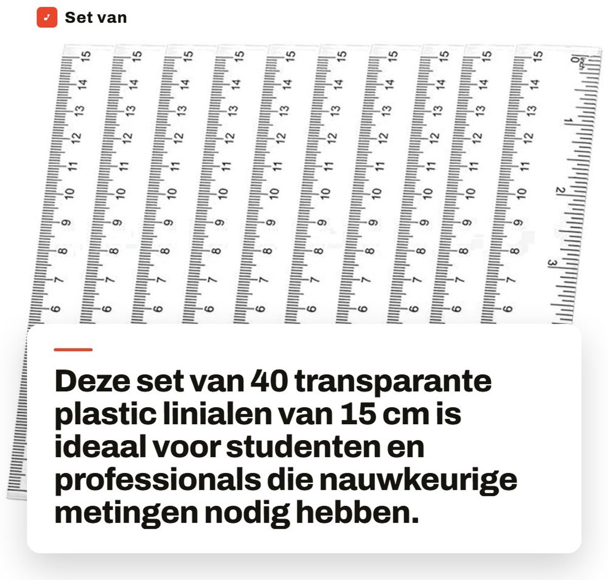 Dailygoods- Linialen 40 stuks - Transparant - 15 cm / 6 inch - Kunststof - Lichtgewicht - Nauwkeurige uitlijning - Meetlat