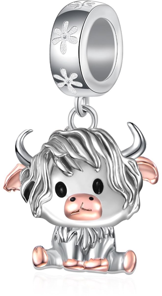 Dailygoods- Koe Charm 925 Sterling Zilver - Sieraden - Sieradendoos voor Volwassenen - Sieradenhouder - Cadeau voor Vrouwen - Hypoallergeen - Sieraad
