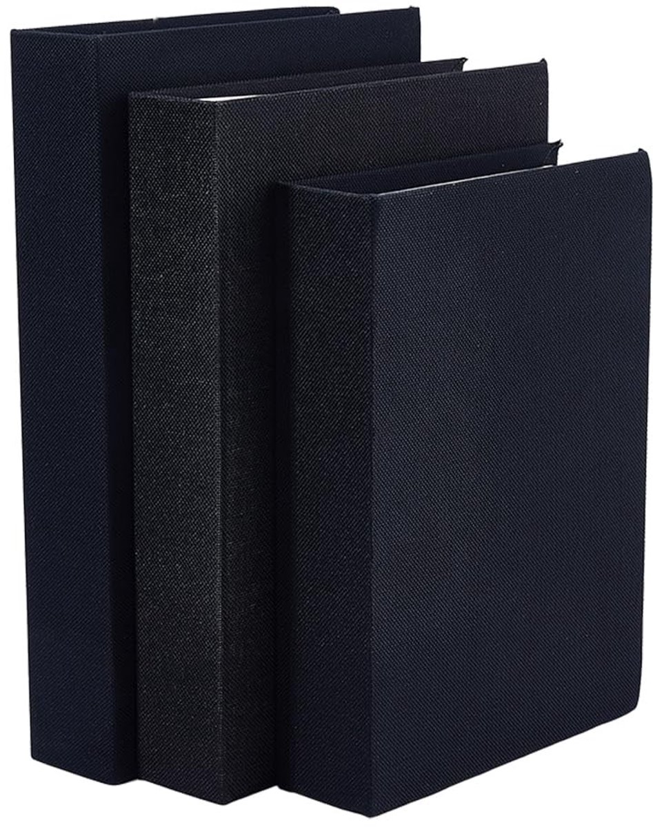 Dailygoods- Boekdozen 3 Stuks - Decoratieve Dozen - Katoen - Faux Boekvormige Dozen - Moderne Opbergdozen - Zwart - Gestapeld Design - Decoratieve Boeken