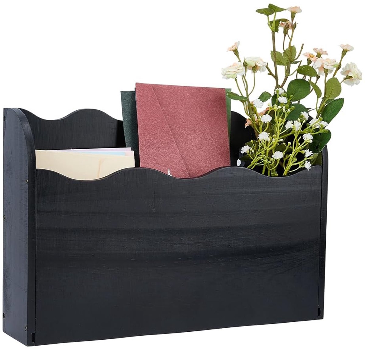 Dailygoods- Documentenhouder Robuust Hout - Wandgemonteerd - Bestandsorganizer - Tijdschriftenhouder - Inkomende Post - Decoratief en Praktisch - Opbergrek