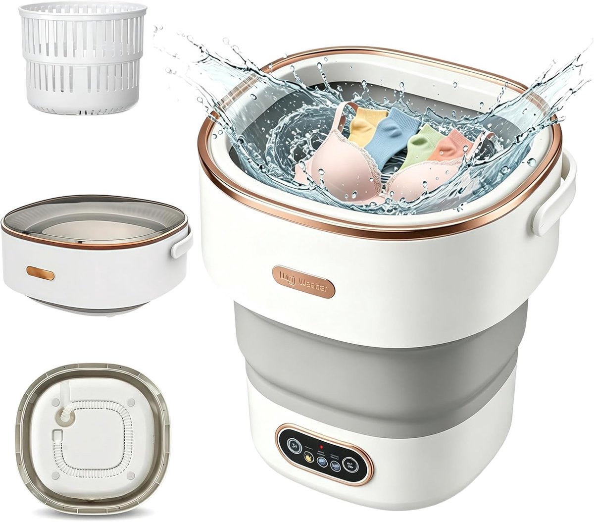 Draagbare Wasunit Mini Wasmachine Compact Wassen Opvouwbaar Ontwerp 16 Liter Capaciteit Grijs