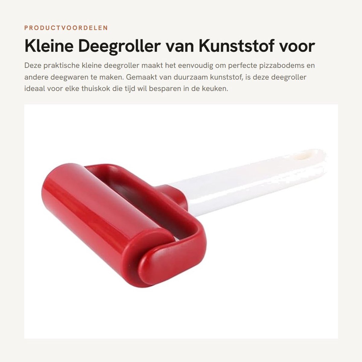Dailygoods- Deegroller T-type - Kleine Deegroller - Hoogwaardig ABS/PP - 17,7 x 12,5 cm - Duurzaam - Eenvoudig schoon te maken - Bakroller
