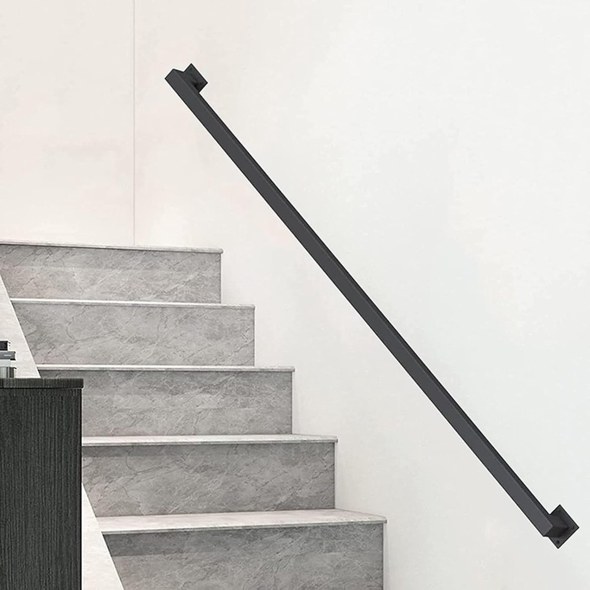 Moderne trapleuning - Wandmontage handgreep - Veilige traplift - Smeedijzer robuust - Tot 6 meter - Zwart