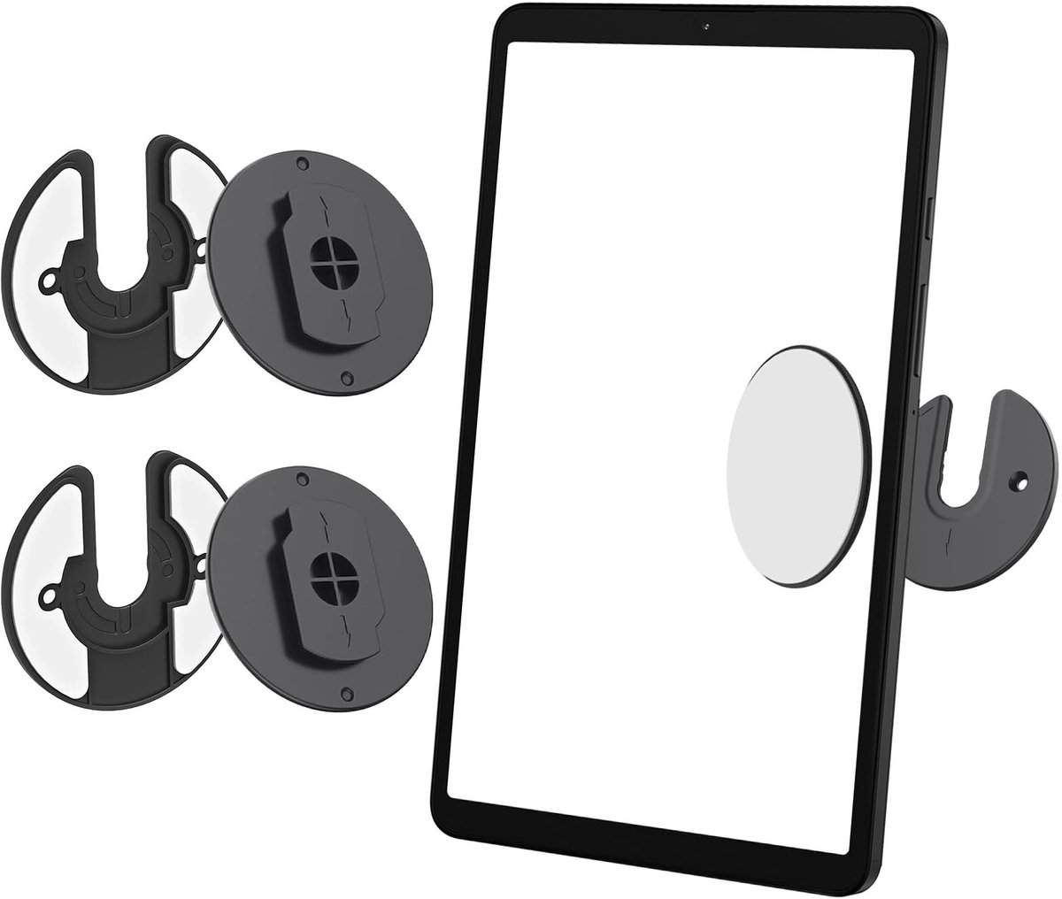 Dailygoods- Tabletwandhouder 90° draaibaar - Universele Houder - Wandhouder Smartphone - Wandhouder E-reader - Set van 2 - Ruimtebesparend