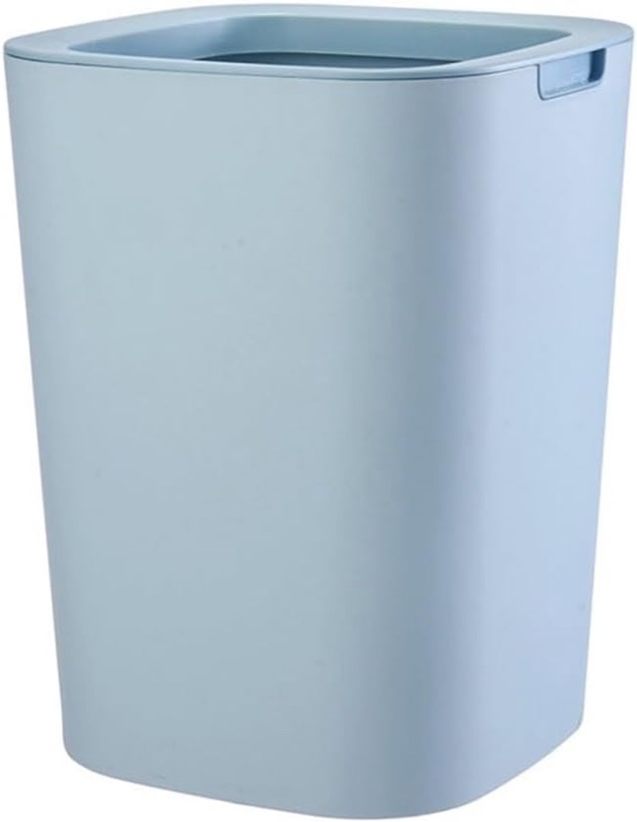 Prullenbak Vierkant - Afvalbak - Thuis Kantoor - Zonder Deksel - 12 Liter - Blauw