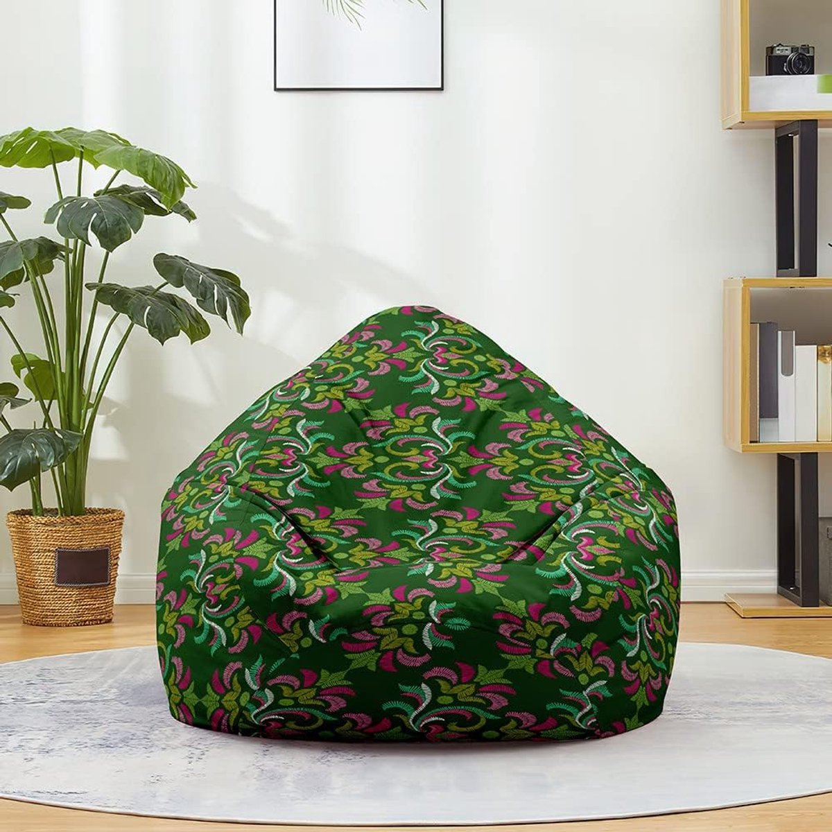 Zitzakhoes - Zitkussen Opbergzak - Ontspannen Zitten - Wasbare Katoenen Stof - 70 x 80 cm - Vintage Groen