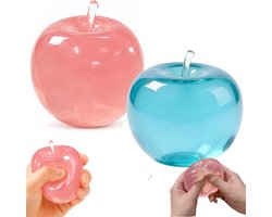 Appel Squishy - 2 stuks - Slow Rising Squishy - Fidget Squishy - Zachte Stressverlichtend Speelgoed - Anti Stress Speelgoed - Fidget - Knijp Speelgoed - Langzame Squishy - Fidget Toys - Stress Relief Speelgoed - Angstverlichting - Roze+Blauw