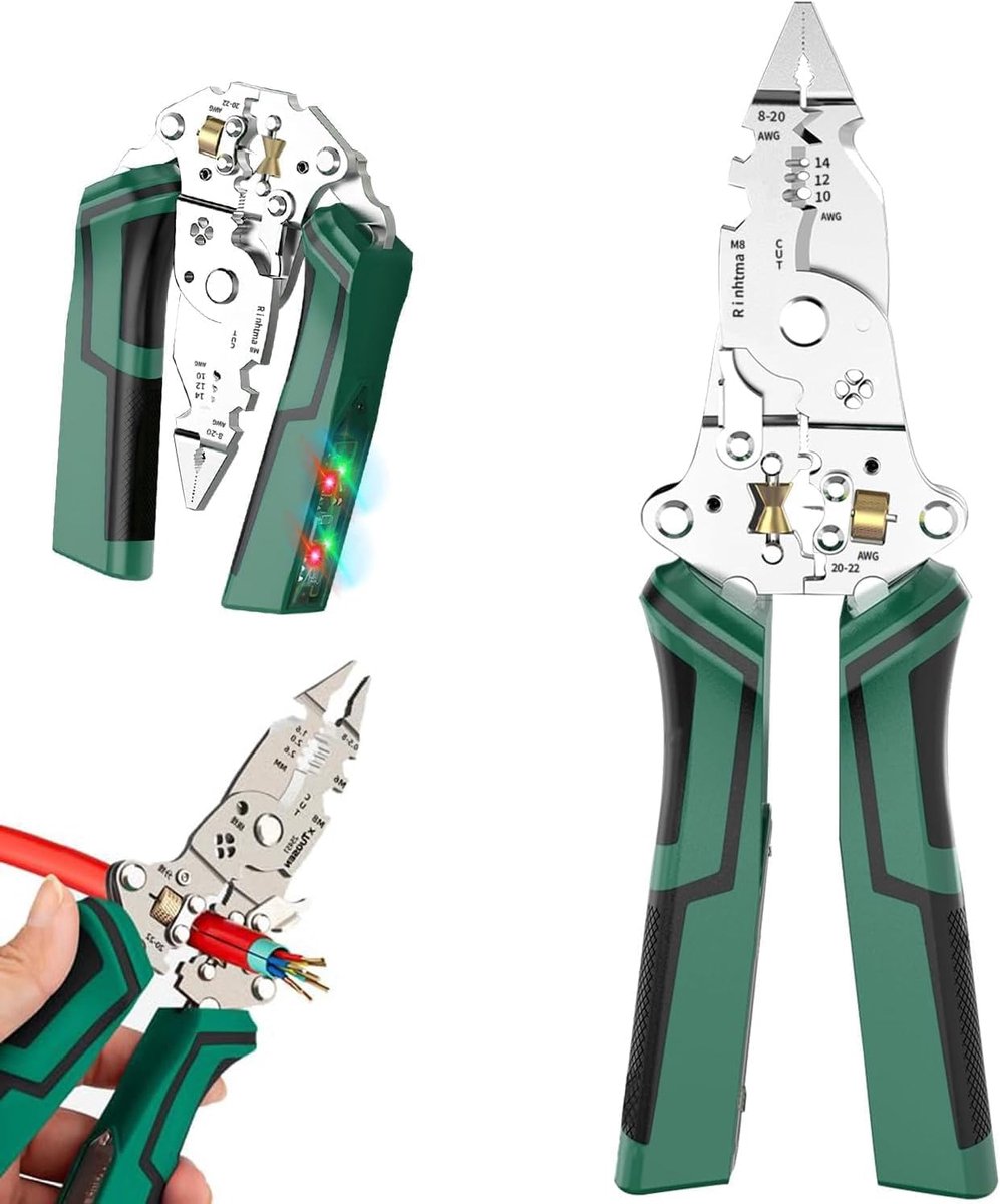 Draadstripper Twister - Multitool Tang - Elektrisch Werk - Met Spanningstester - 16-in-1 - Groen
