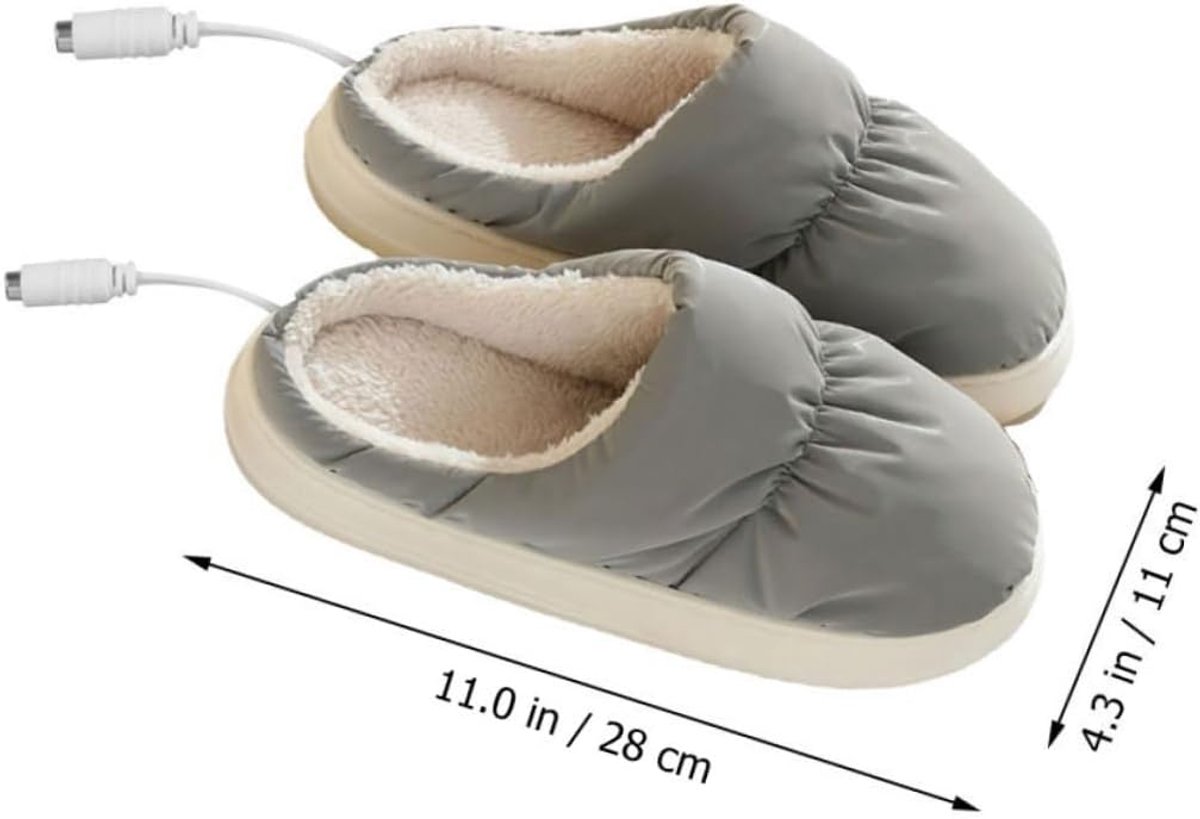 Elektrische Pantoffels - Verwarmde Voeten - Winterse Warmte - USB Oplaadbaar - 28 cm Lengte - Grijs — cadeau in Gadgets - foto 7