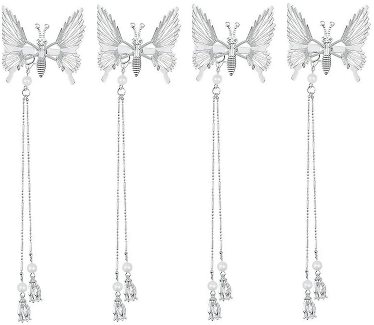 Dailygoods- Vlinderhaarspeldjes 4 stuks - Metalen Haarspelden - Elegante Kwastjes - Versieringen voor Vrouwen - Charmante Kapsels - Holle Vleugels
