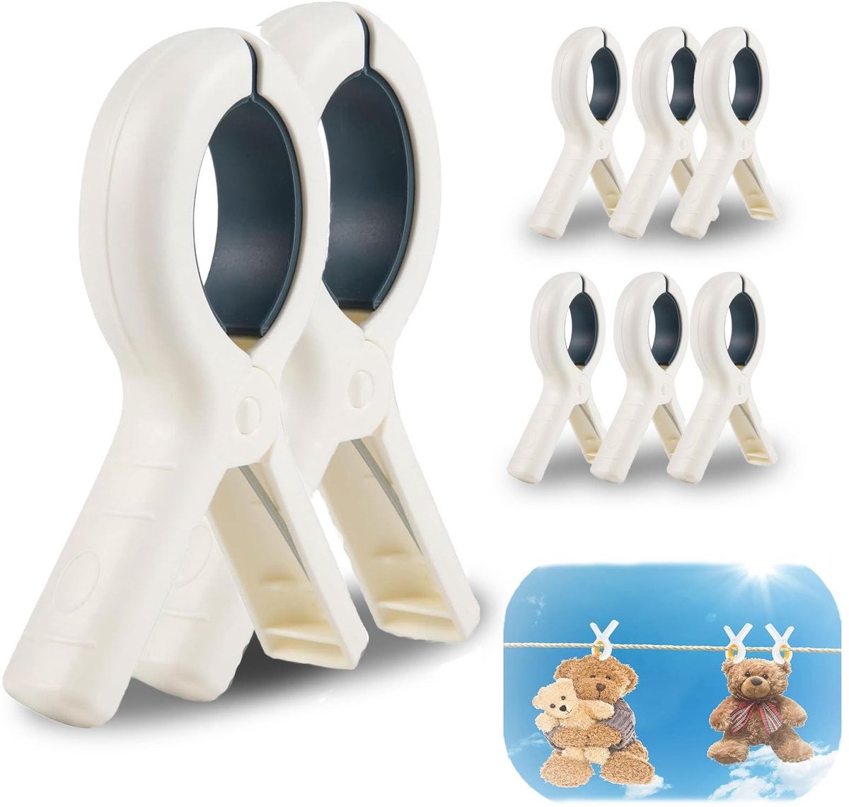 Dailygoods- Wasknijpers Grote Sterke - Handdoekklemmen Antislip - Winddicht - 8 Stuks - Hoogwaardig PP+PE - Voor Kleding en Dekbedden