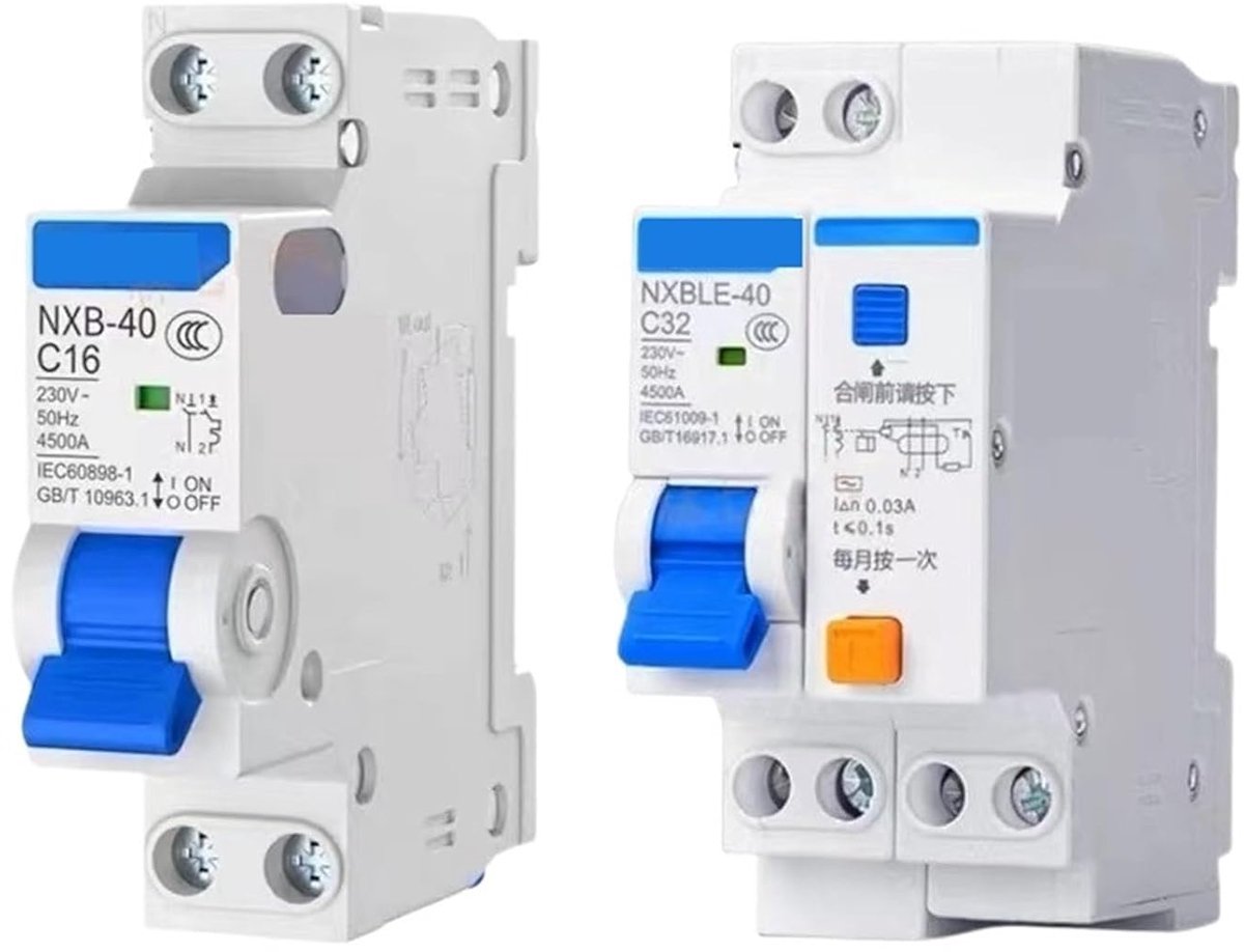 Miniatuur Stroomonderbreker - MCB RCBO - Elektrische Beveiliging - Compact Ontwerp - 32A - Grijs
