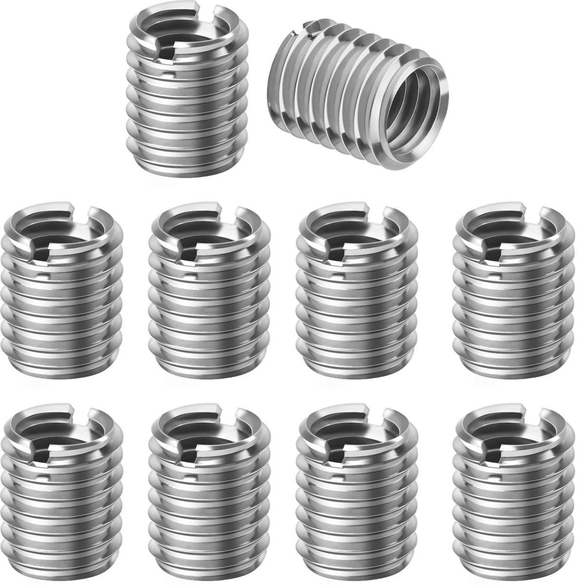 JHUBERS - M8 naar M10 schroefdraadadapter - Schroefdraadverloop - Roestvrij staal - 12 mm lengte - Set van 10 stuks - Geschikt voor buisverbindingen