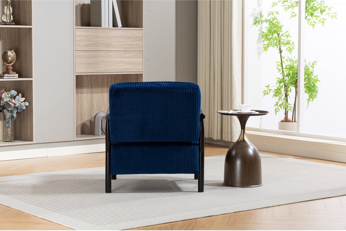 YYchan Scandinavische fauteuil - blauw velvet - houten frame met rugkussen - 83x66x73 cm