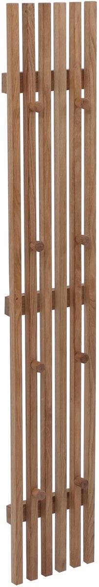 MCA garderobe paneel MCW-P56, wandgarderobe garderobe stang houten garderobe, 8 haken massief hout 120x21cm, eikenhout