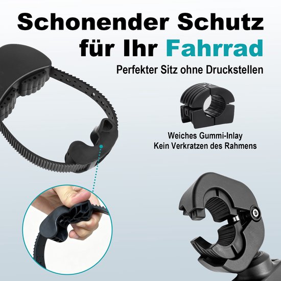 Zwarte Framehouder Set met Band Fietsendrager (2 Stuks) - 45 cm Strap - Voor E-bike & Fiets - Caravan & Camper — afbeelding 4