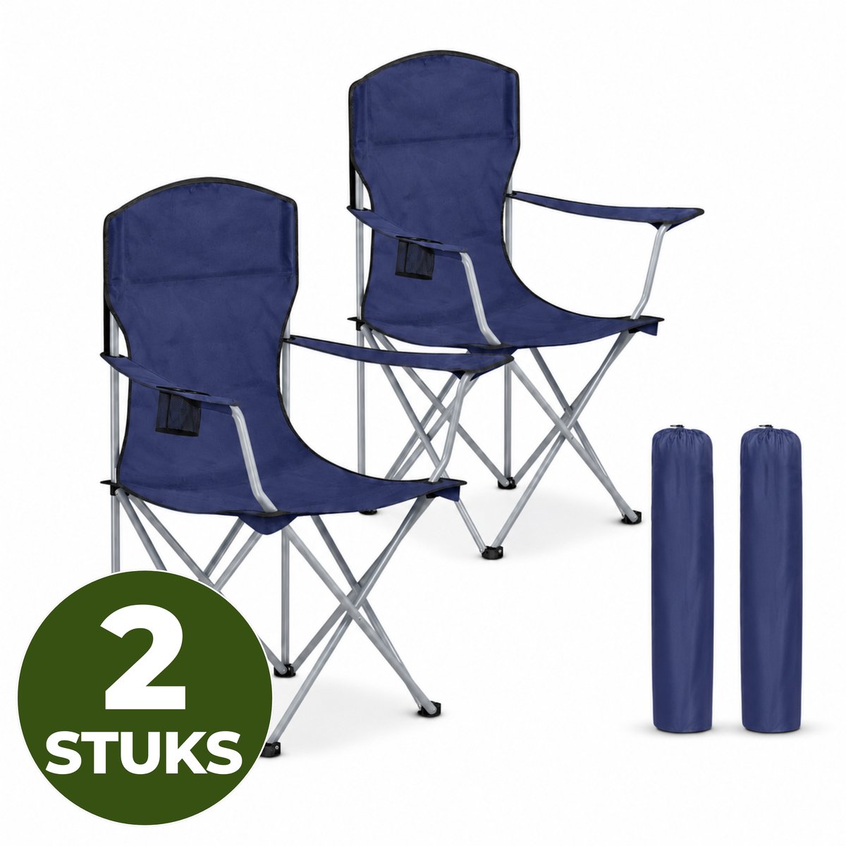 ACAZA Campingstoelen Set van 2 - Campingstoel - Strandstoel - COMFORT - Draagvermogen 150 kg - Klapstoel - Kampeerstoel - Vouwstoel - Camping - Strandstoel Opvouwbaar - Visstoel - Blauw